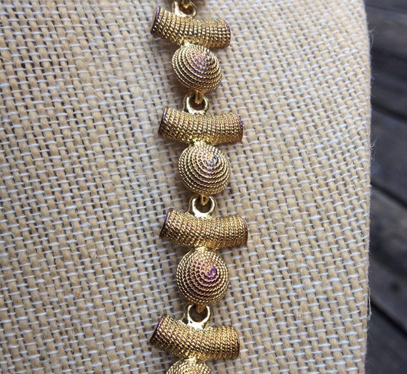Vintage Textured Burnished Gold Link Necklace - image 7