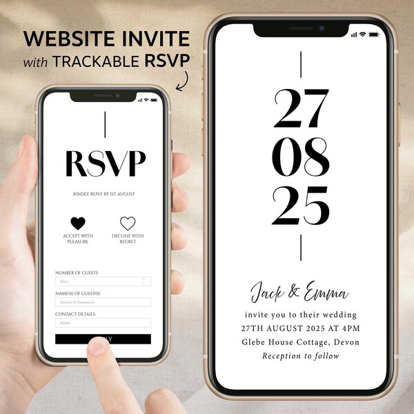 Invito digitale per matrimonio e RSVP - RSVP tracciabile - Mini sito web per matrimonio - Invito personalizzato - Invito interattivo - BIG Date