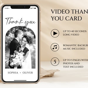 Digital Thank You Video Card - MP4 Video -  Large Photo - Animated Wedding Thank you Cards - Electronic Wedding Thank you Card