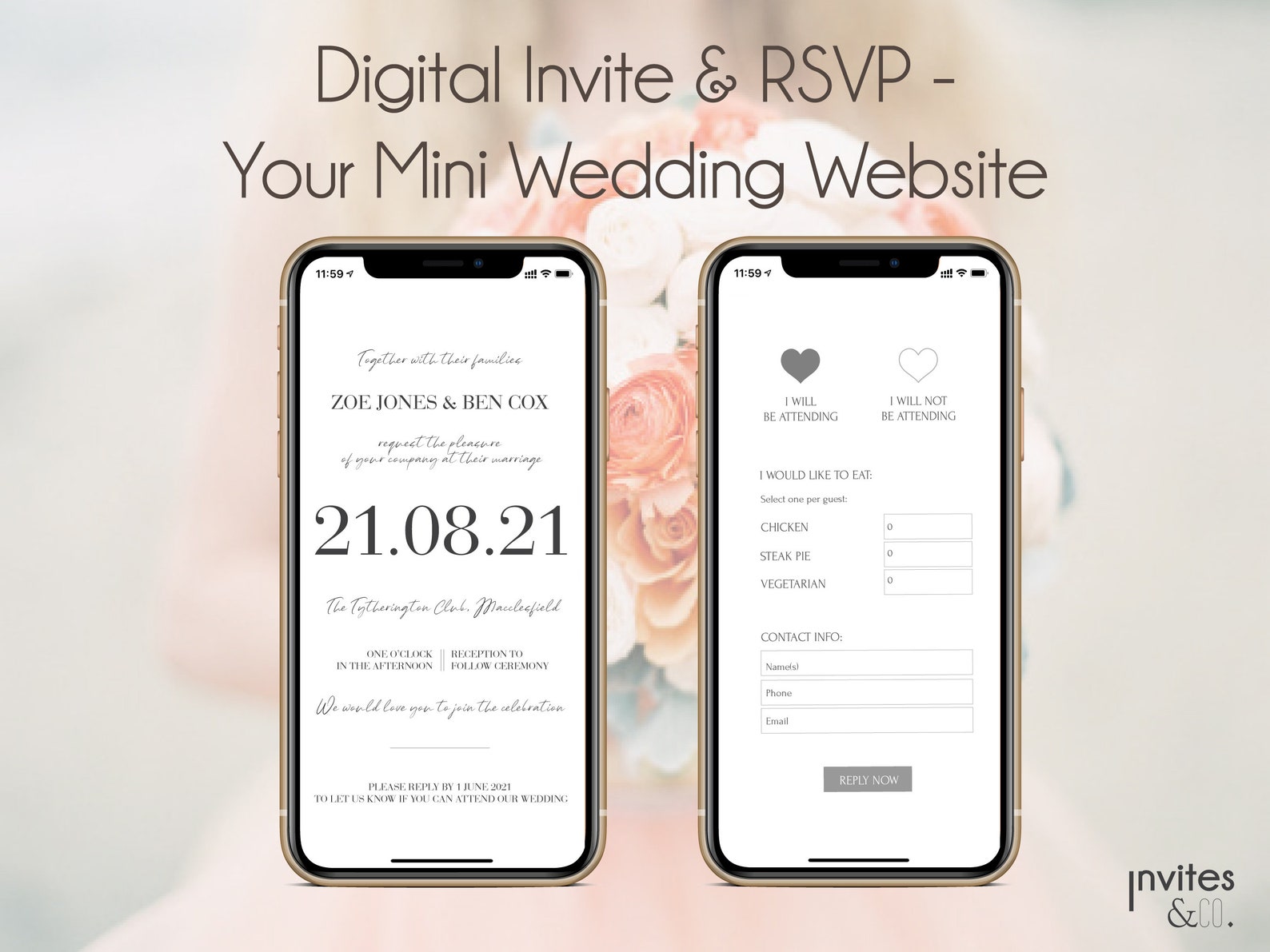 Digital Wedding Invitation & RSVP Mini Wedding Website Etsy