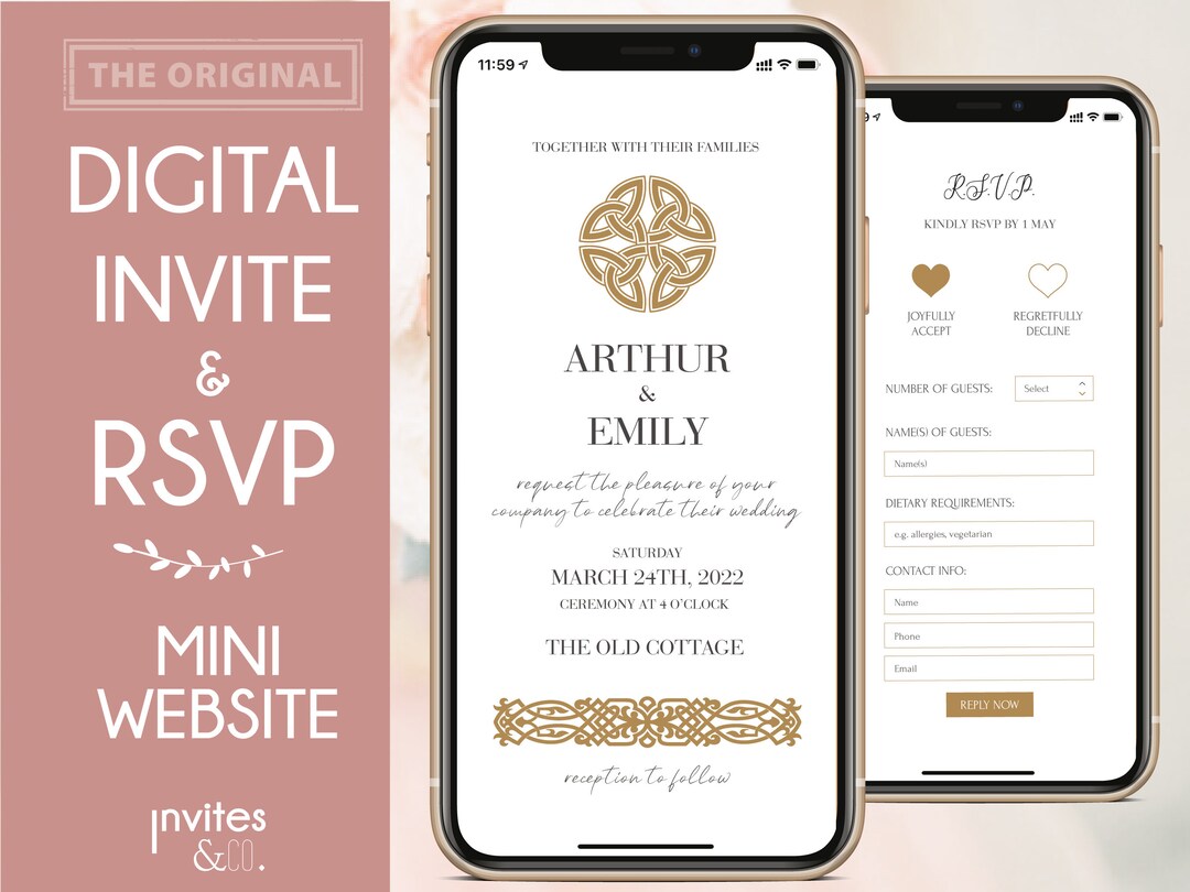 Digital Invitation & RSVP Mini Wedding site Celtic Etsy