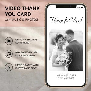 Digital Thank You Video Card - MP4 Video -  Modern Photo - Animated Wedding Thank you Cards - Electronic Wedding Thank you Card