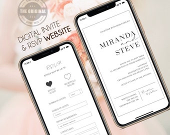 Digital Wedding Invitation & RSVP - Mini Wedding Website - Modern Fonts - Minimalistic - Personalized Electronic Mobile Smartphone Invite