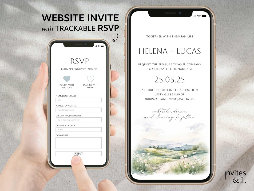 Digital Wedding Invite & RSVP - Trackable RSVP - Mini Wedding Website ...