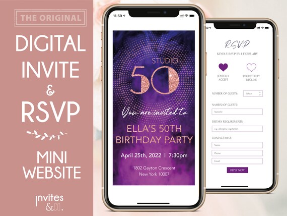 Digital Birthday Party Invitation &amp; RSVP Mini Website - Etsy