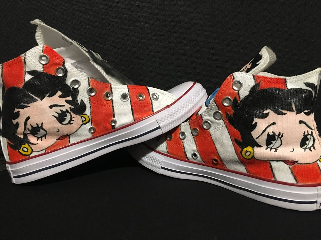 Betty Boop Inspired Hand Painted Sneakers