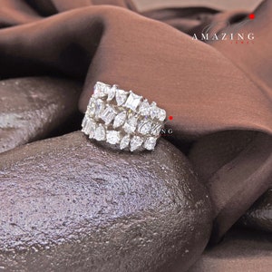 Silver Swarovski Cubic Zirconia Ring, Party Wear Ring, Cubic Zirconia Ring, Statement Ring, Silver Cocktail Ring, 925 Sterling Silver Ring