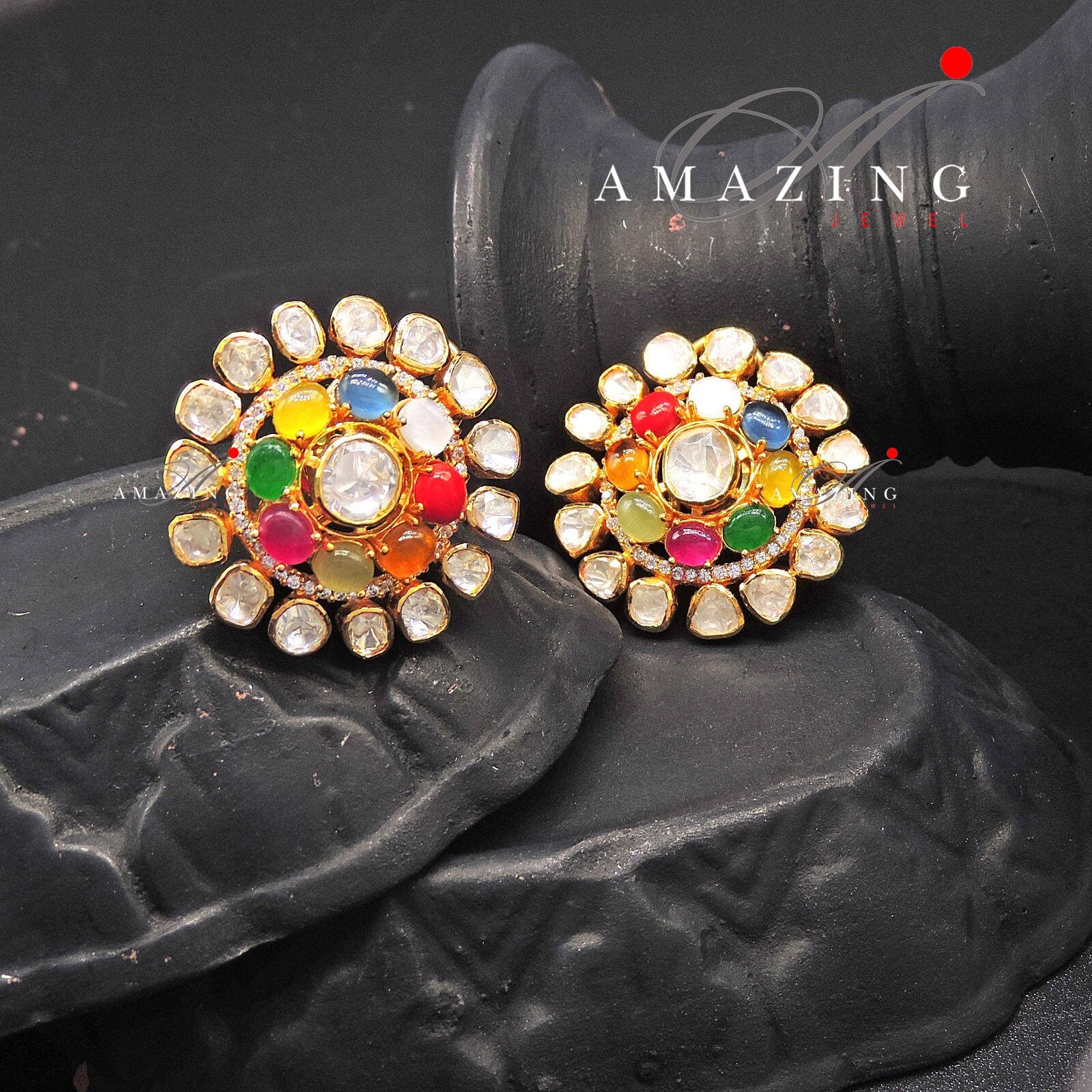 Navratna stone earrings deals