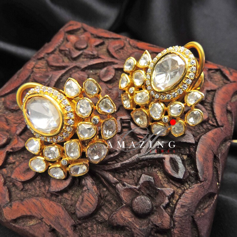 Silver polki earrings Clearance