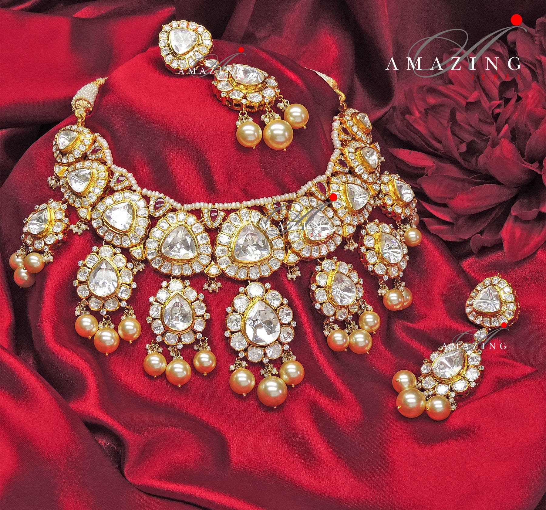 Gold polki necklace sets with price store