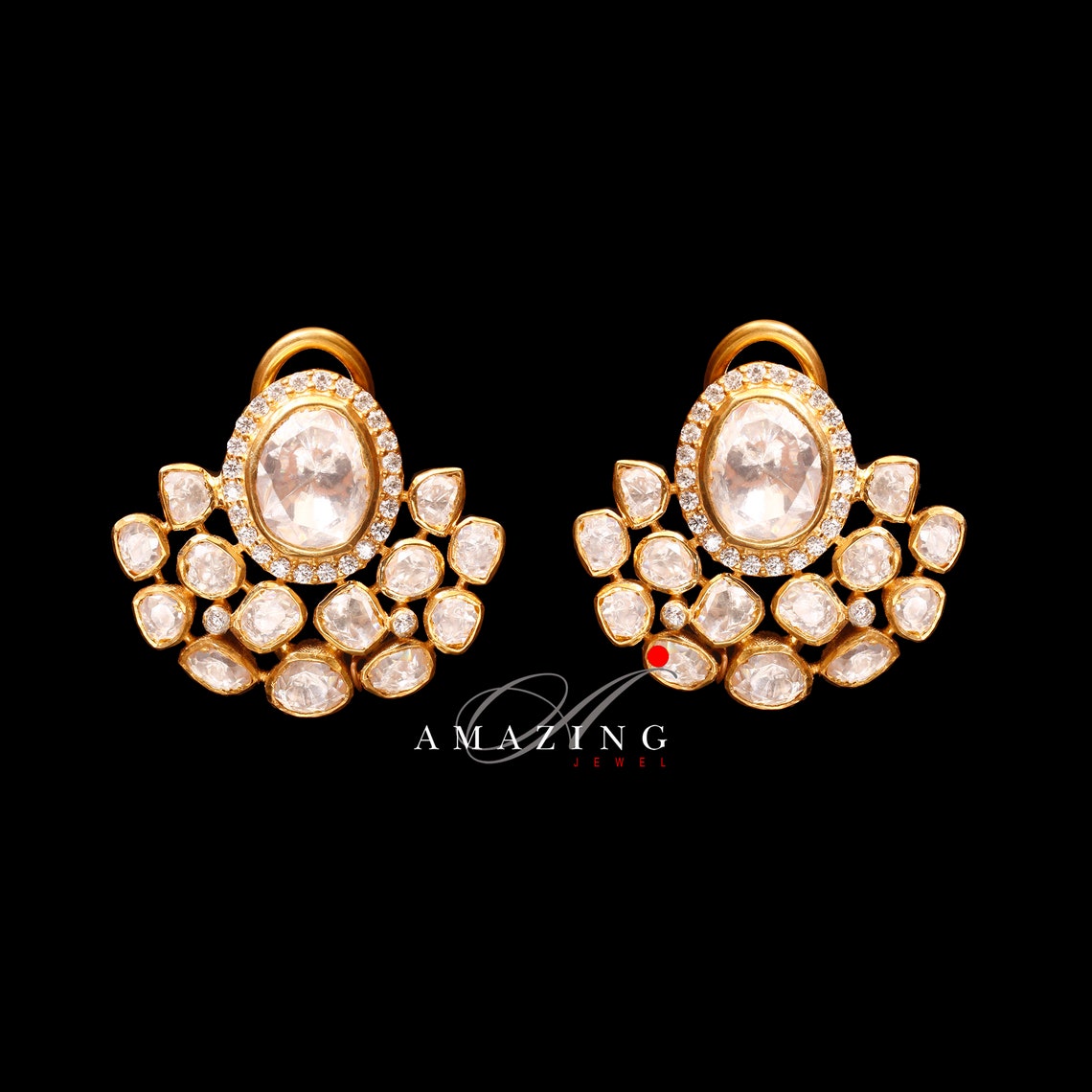 Silver polki earrings Clearance