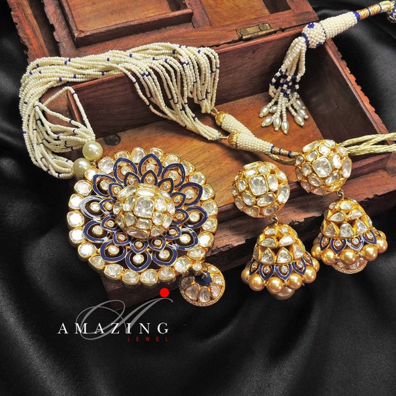 Silver Moissanite Polki Set Jewelry Indian Wedding Jewelry Set - Etsy India