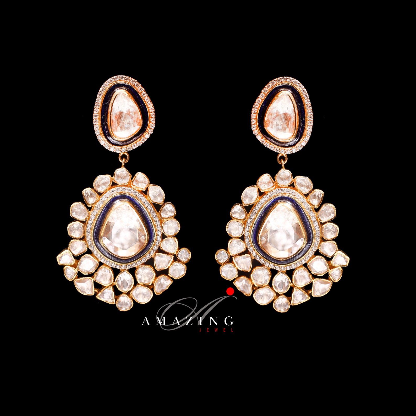 Silver polki earrings Clearance