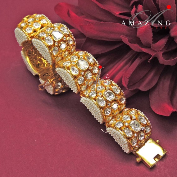 Broad Kundan Polki Kada Designs | Bangles jewelry designs, Indian wedding  jewelry sets, Indian jewellery design earrings