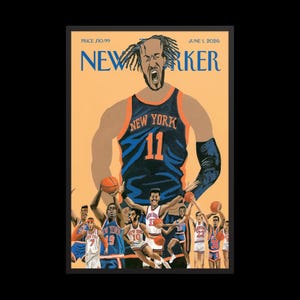 NY Knicks Poster - The New Yorker Magazine Cover Juni 2026 Framed 24"x36"