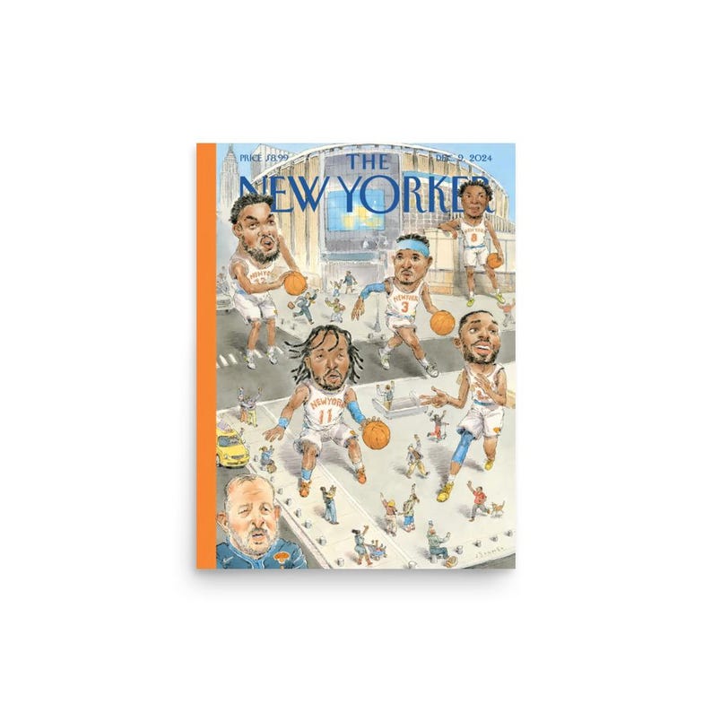 NY Knicks Poster - The New Yorker Magazine Cover December 2024