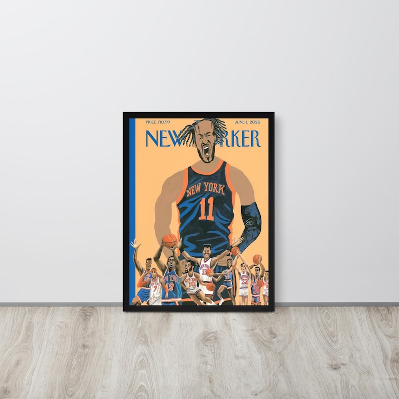 NY Knicks Poster - The New Yorker Magazine Cover Juni 2026 Framed 18"x24"