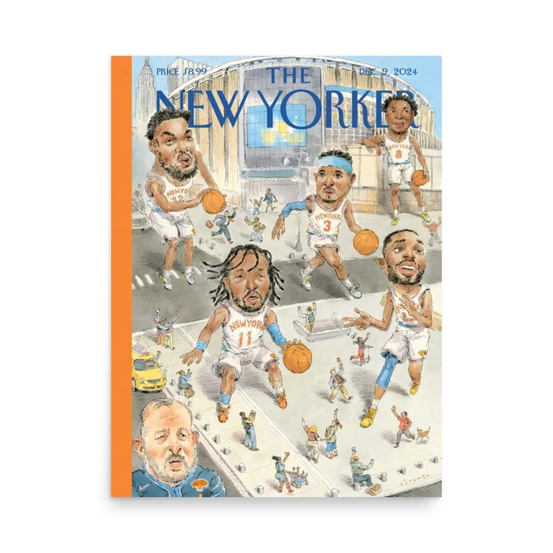 NY Knicks Poster - The New Yorker Magazine Cover December 2024