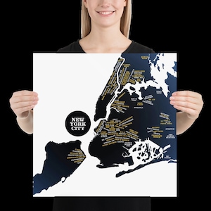 New York Rap Map - Hip Hop Origins in New York City: Brooklyn, Harlem, Manhattan, Queens, Staten Island, The Bronx
