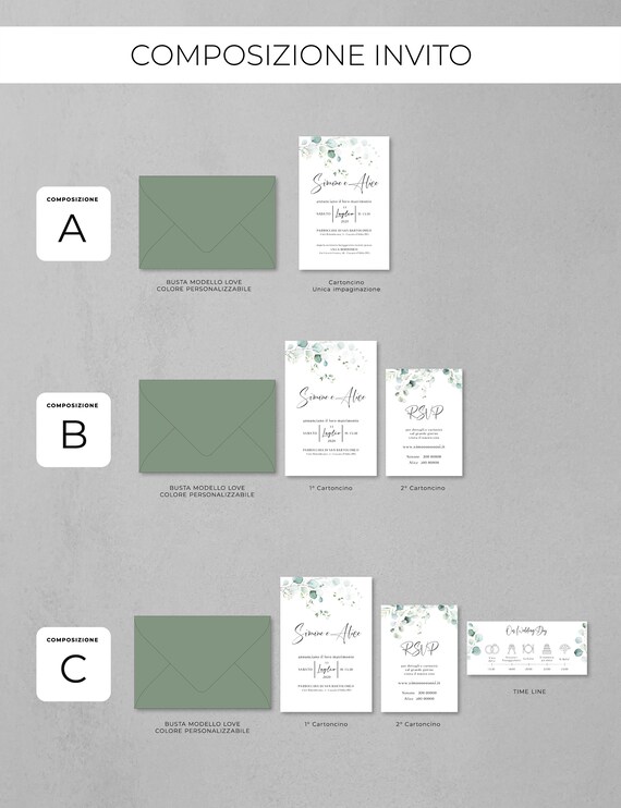 2.30 euro cad. Invito nozze matrimonio greenery 50 pezzi Etsy