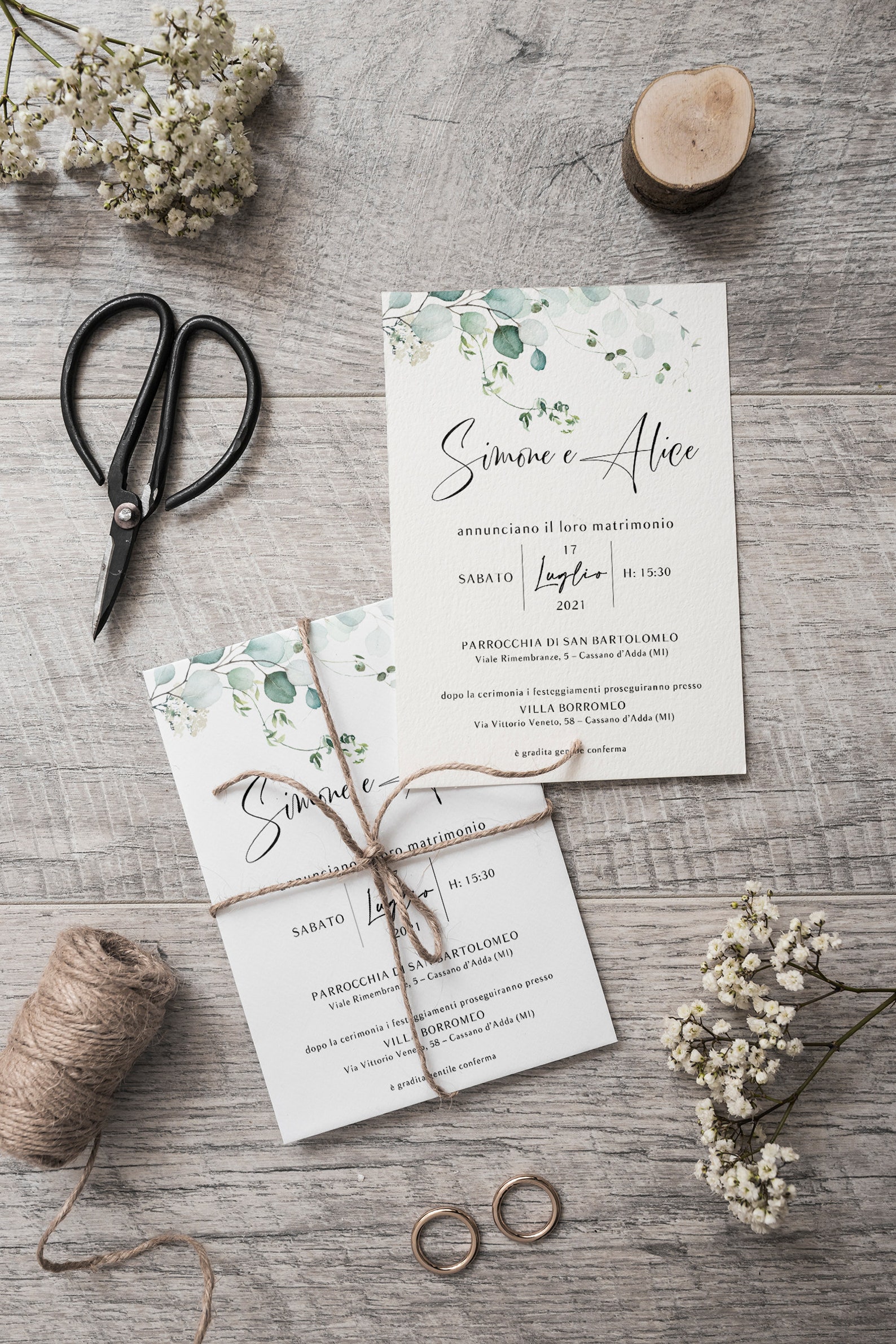 Set 10 Partecipazioni matrimonio Ulivo, Natura personalizzata-busta ve – Le ChicArt Lab