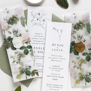 3,40 EURO CAD. Partecipazioni segnalibro -  invito nozze tema greenery- 50 PEZZI