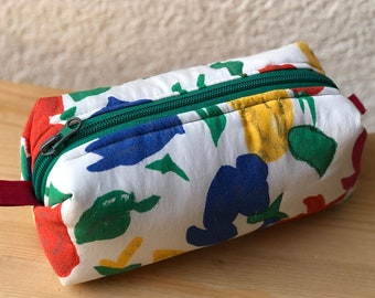 Cosmetic bag make-up bag with inner compartment upcycled