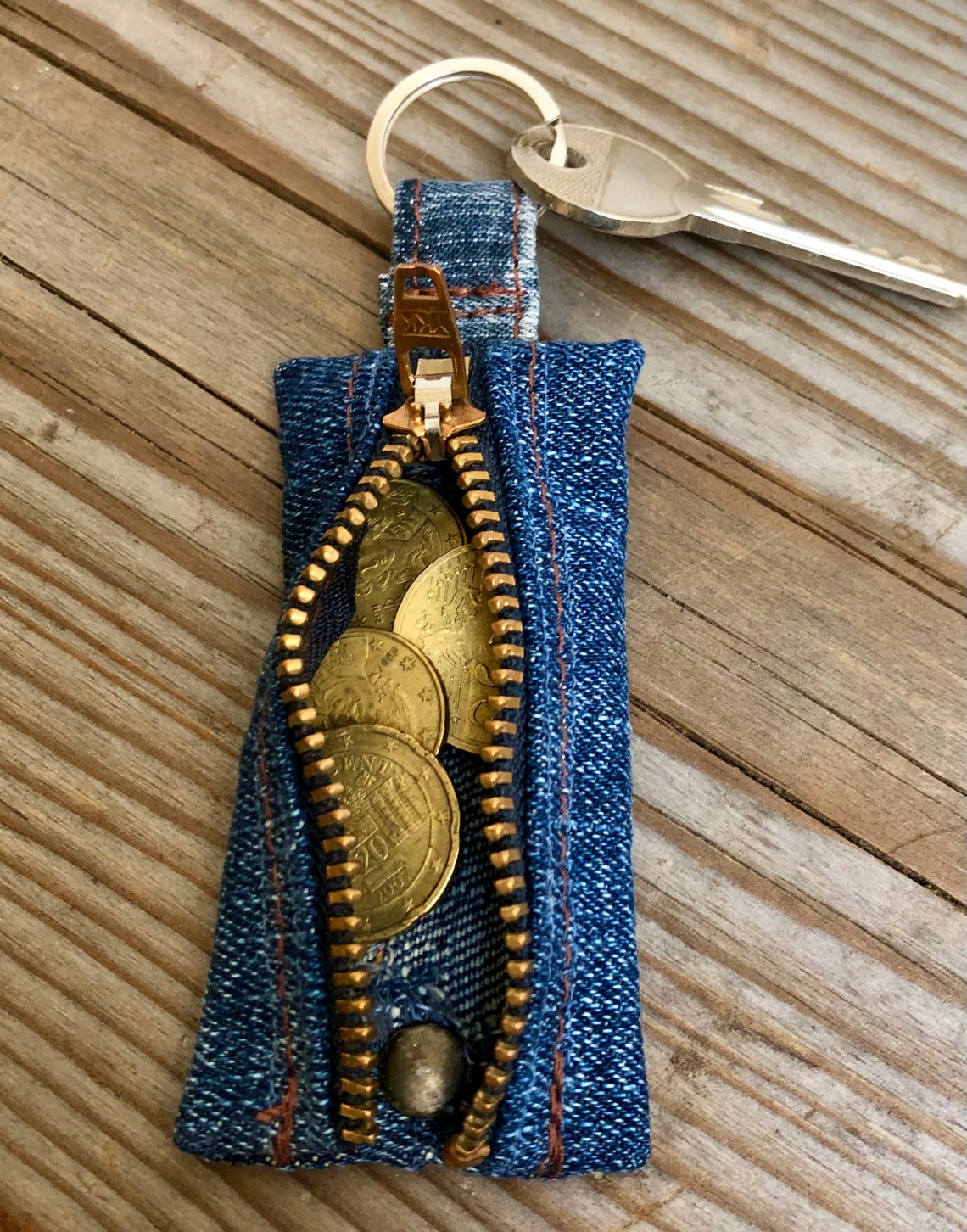 Small Keychain Made of Recycled Jeans Etsy