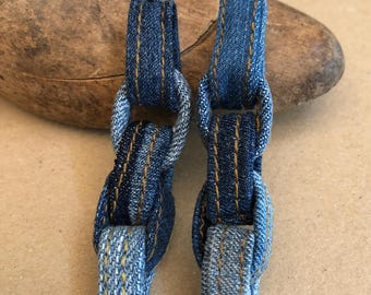 Blue jeans earrings recycled earrings textile jewelry jeans jewelry earrings