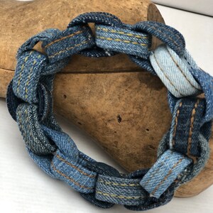 Bracelet jeans bleu bracelet tissu recyclé bijoux textile bijoux jeans image 2