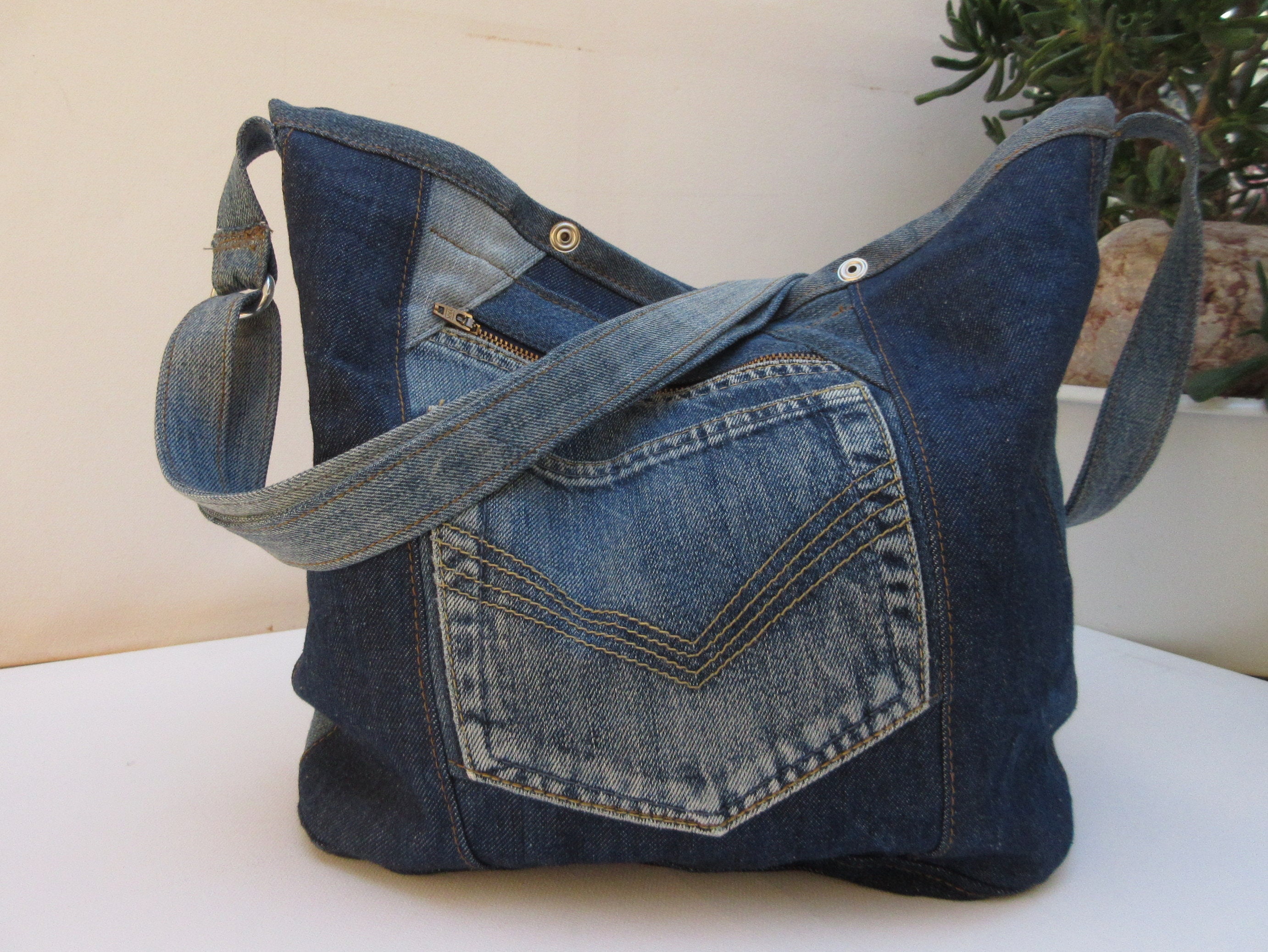 Cool Jeans Bag Cat III Denim Bag Upcycled Bag Shoulder Bag