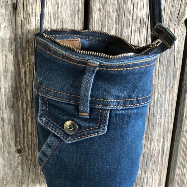 Sac en jean, sac pour téléphone portable, petit sac à bandoulière asymétrique avec longue bandoulière