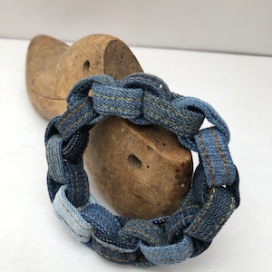 Bracelet jeans bleu bracelet tissu recyclé bijoux textile bijoux jeans image 4