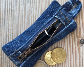 Mini Etui aus Jeans, Recycling Münzetui, Schlüsseletui