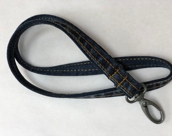 Jeans lanyard with carabiner upcycled