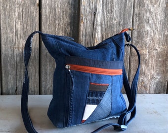 Jeans bag, upcycling bag, shoulder bag, patchwork bag