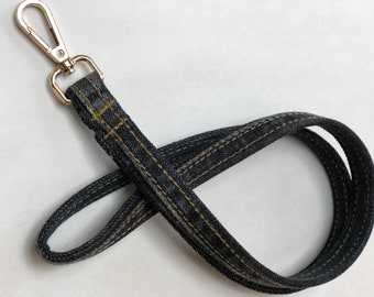 Lanyard recycled from blue jeans keychain