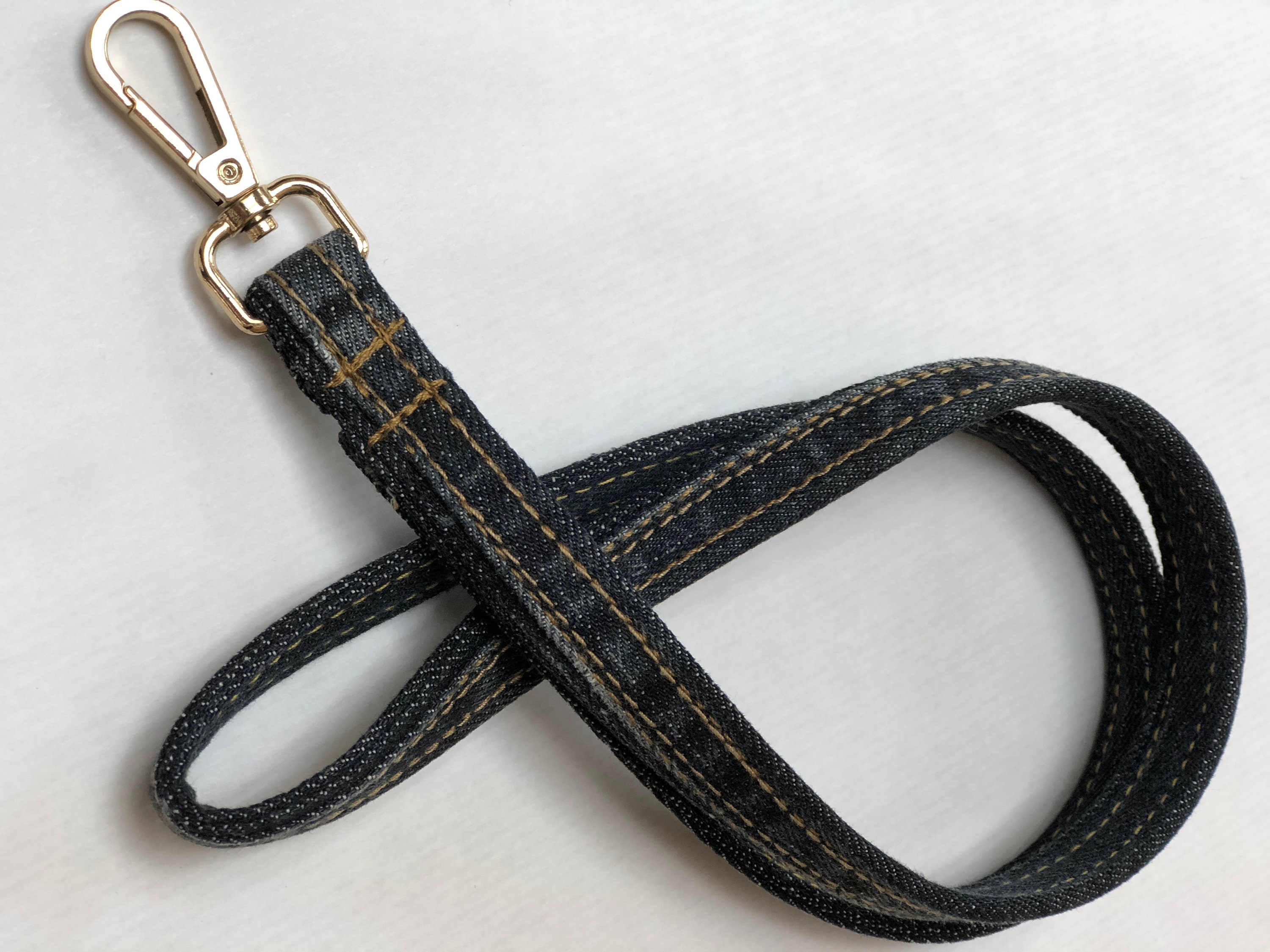 Lanyard recycled from blue jeans keychain