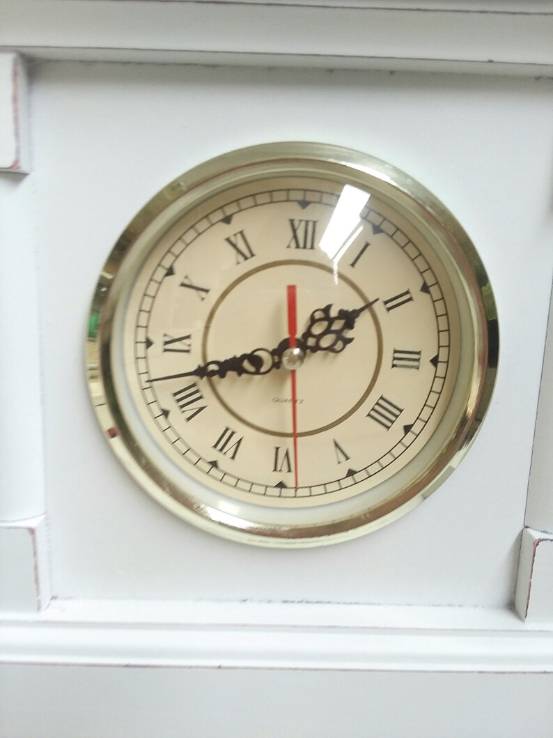 Shabby Chic White Mantel Clock Vintage Wooden Clock Painted Etsy