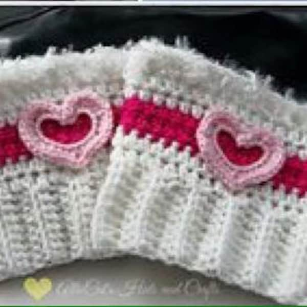 Valentine's Day Boot Cuffs- Crochet Boot Cuffs- Heart Boot Cuffs - Crochet Cup Cozy