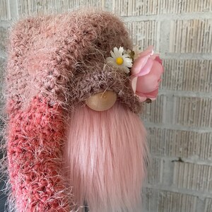 Gnome Doll -Farmhouse Gnomes- Homemade Gnome -Crochet Gnome Hat- Pretty In Pink Gnome- Shabby Chic Gnome