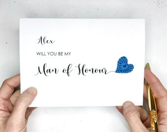 Will you be my Man of Honour card - Can be personalised