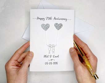 25th Anniversary card - Silver wedding anniversary