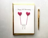 2nd Anniversary card - Cotton wedding anniversary