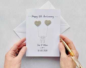 4th Anniversary card - Linen wedding anniversary