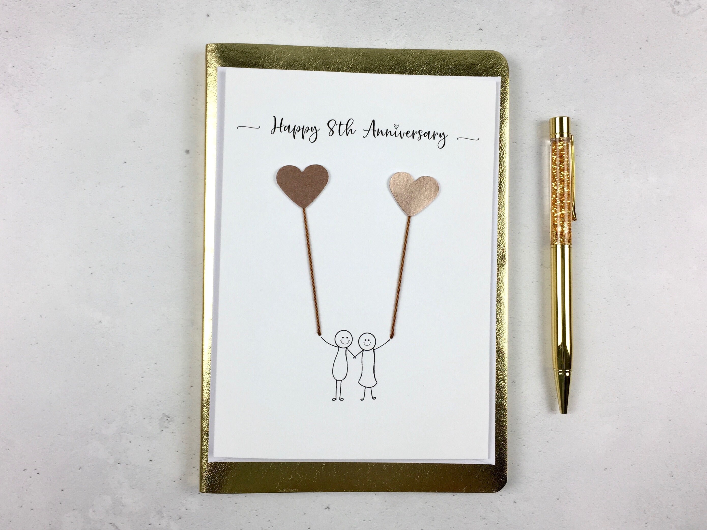 8th Anniversary Card Bronze Wedding Anniversary Etsy UK