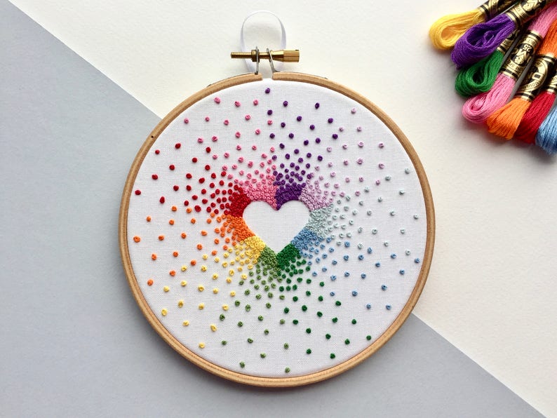Embroidery French Knot Art 2nd Anniversary Gift Valentines Etsy UK