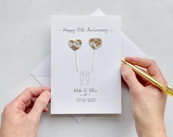 13th Anniversary card - Lace wedding anniversary card