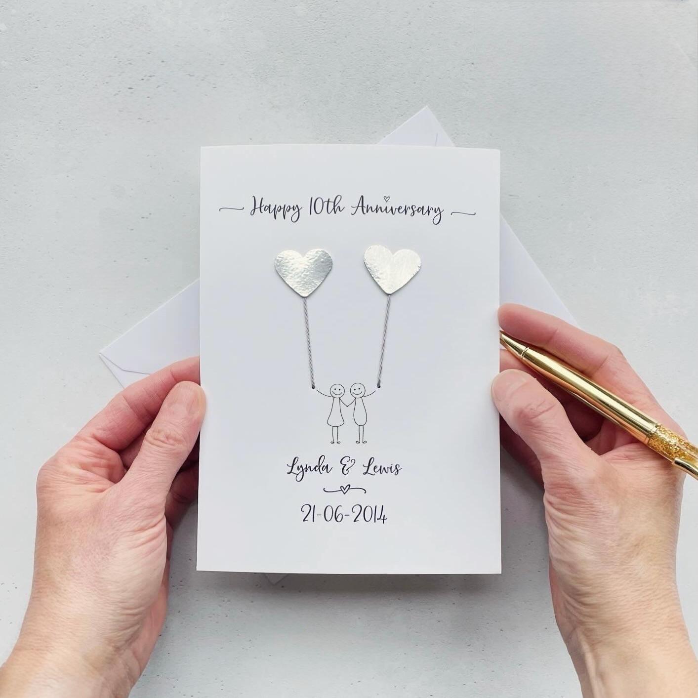 10th Anniversary Card - Aluminium Tin Wedding Anniversary - Can Be ...