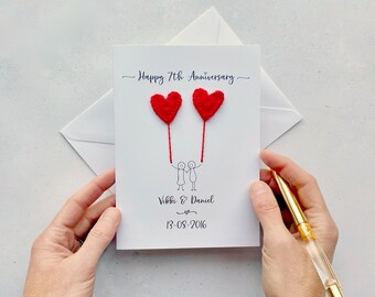 7th Anniversary card - Wool wedding anniversary